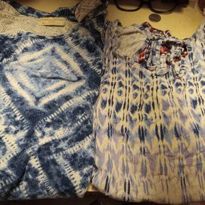 2 summer blouses short sleeve with tie dye